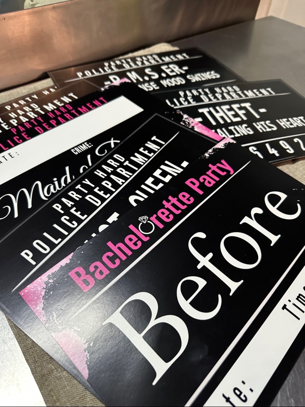 Bachelorette Party Photo Props - Black & Pink Signs